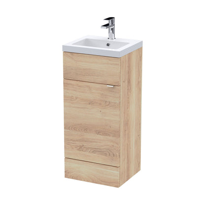[BFDY3023] Alrewas Contemporary 1 Door Floor Standing Vanity Unit with Basin, Bleached Oak, 400mm - Cutout