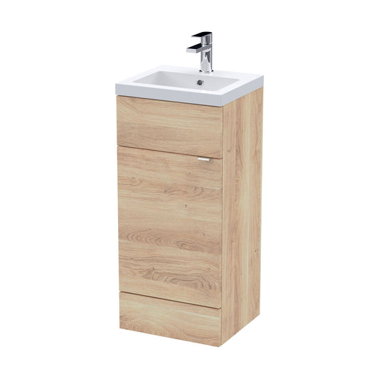 [BFDY3023] Alrewas Contemporary 1 Door Floor Standing Vanity Unit with Basin, Bleached Oak, 400mm - Cutout