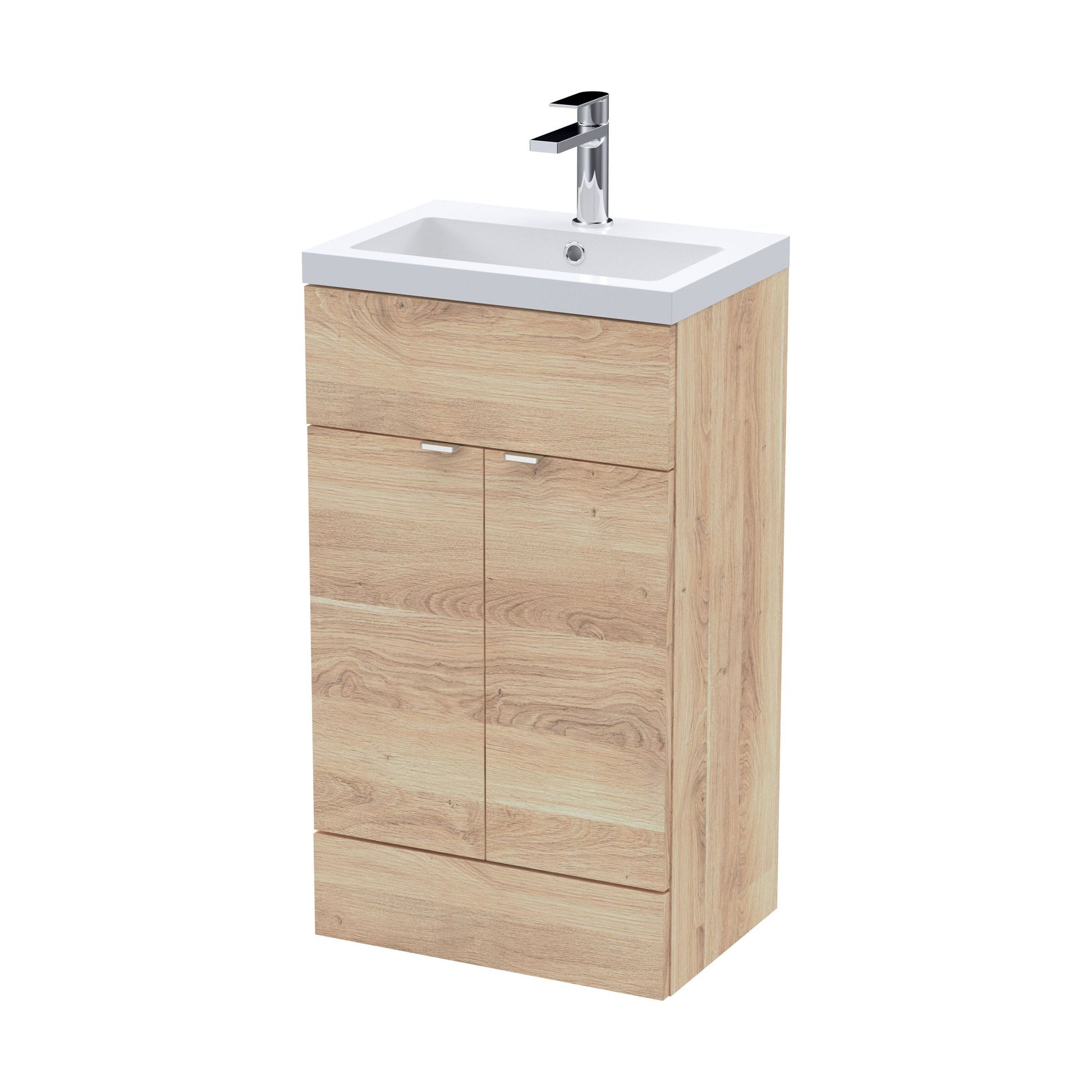 [BFDY3024A] Alrewas Contemporary 2 Door Floor Standing Vanity Unit with Basin, Bleached Oak, 500mm - Cutout