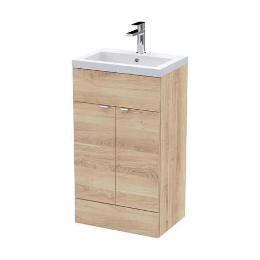[BFDY3024A] Alrewas Contemporary 2 Door Floor Standing Vanity Unit with Basin, Bleached Oak, 500mm - Cutout