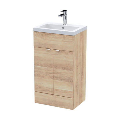 [BFDY3024] Alrewas Contemporary 2 Door Floor Standing Vanity Unit with Basin, Bleached Oak, 500mm - Cutout