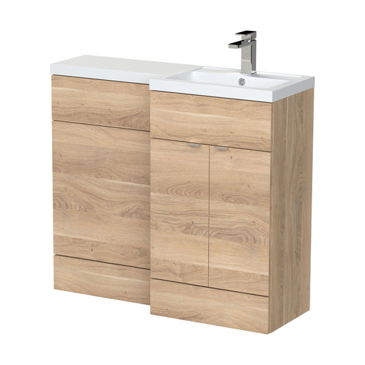 [BFDY3027] Alrewas Contemporary 2 Door Right-Hand Floor Standing Combination Unit with Basin, Bleached Oak, 1000mm - Cutout