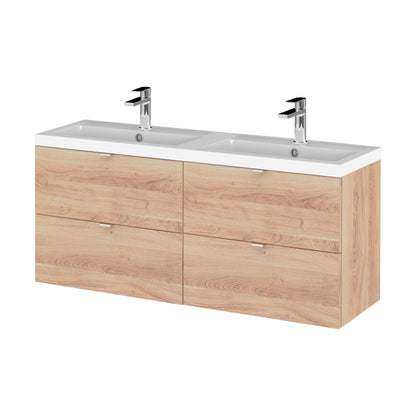 [BFDY3032A] Alrewas Contemporary 4 Drawer Wall Hung Vanity Unit with Basin, Bleached Oak, 1200mm - Cutout