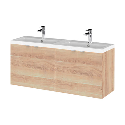 [BFDY3033A] Alrewas Contemporary 4 Door Wall Hung Vanity Unit with Basin, Bleached Oak, 1200mm - Cutout