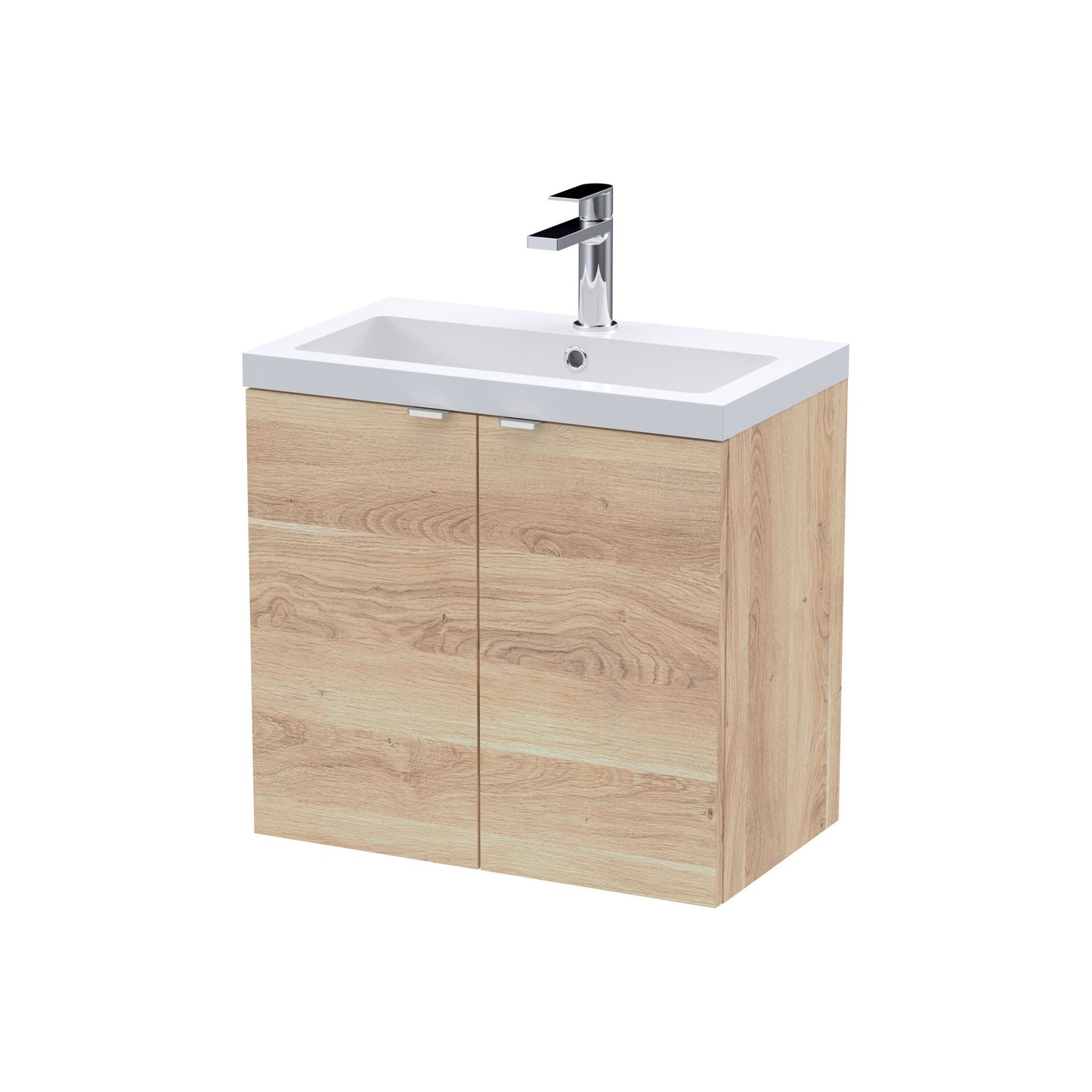 [BFDY3036A] Alrewas Contemporary 2 Door Wall Hung Vanity Unit with Basin, Bleached Oak, 600mm - Cutout
