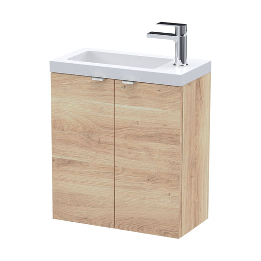 [BFDY3038] Alrewas Contemporary 2 Door Wall Hung Vanity Unit with Basin, Bleached Oak, 500mm - Cutout