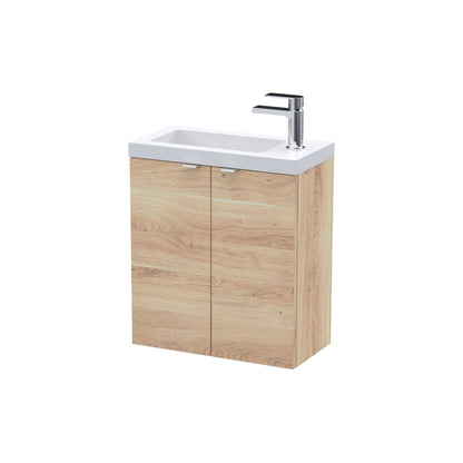 [BFDY3038] Alrewas Contemporary 2 Door Wall Hung Vanity Unit with Basin, Bleached Oak, 500mm - Cutout
