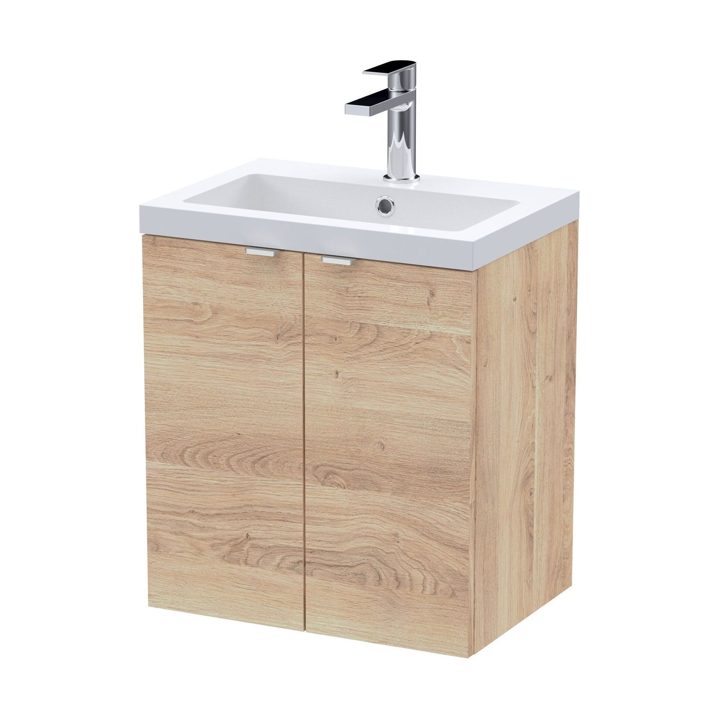 [BFDY3040] Alrewas Contemporary 2 Door Wall Hung Vanity Unit with Basin, Bleached Oak, 500mm - Cutout