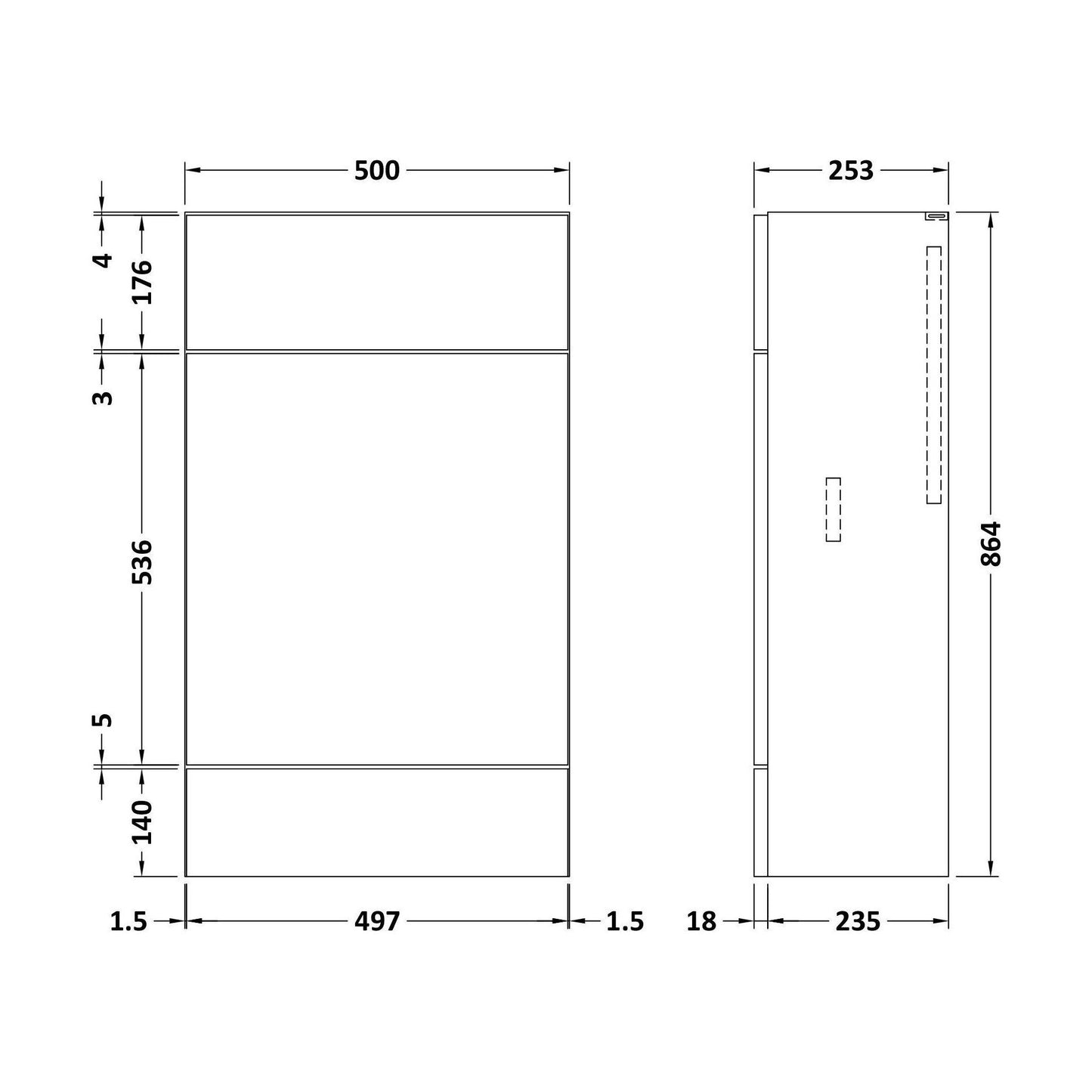 [BFDY3045] 500 W.C. Unit Compact - Technical Drawing