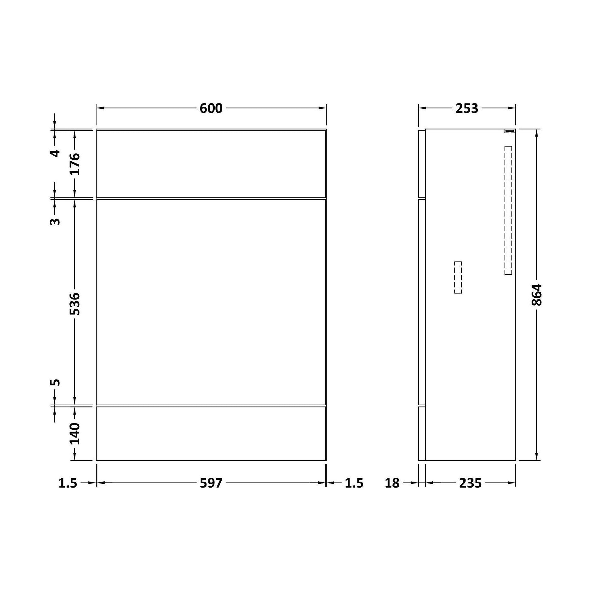 [BFDY3047] 600 W.C. Unit Compact - Technical Drawing