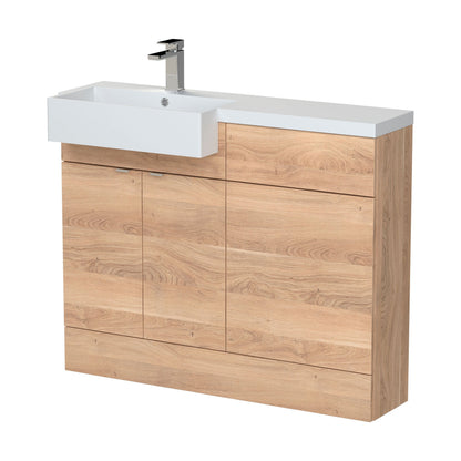 [BFDY3050] Alrewas Contemporary 2 Door Left-Hand Floor Standing Combination Unit with Basin, Bleached Oak, 1100mm - Cutout