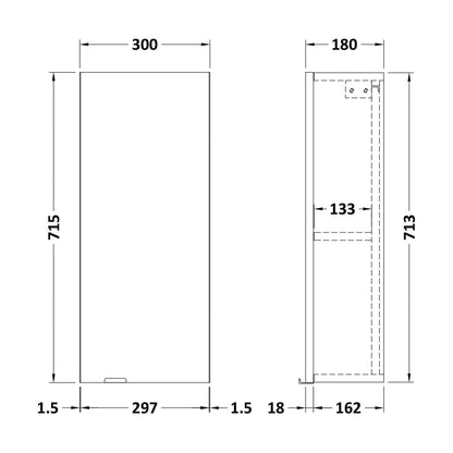 [BFDY3051] 300 Wall Unit - Technical Drawing