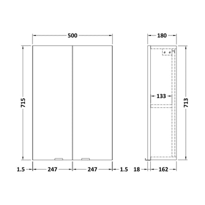 [BFDY3055] 500 2-Door Wall Unit - Technical Drawing