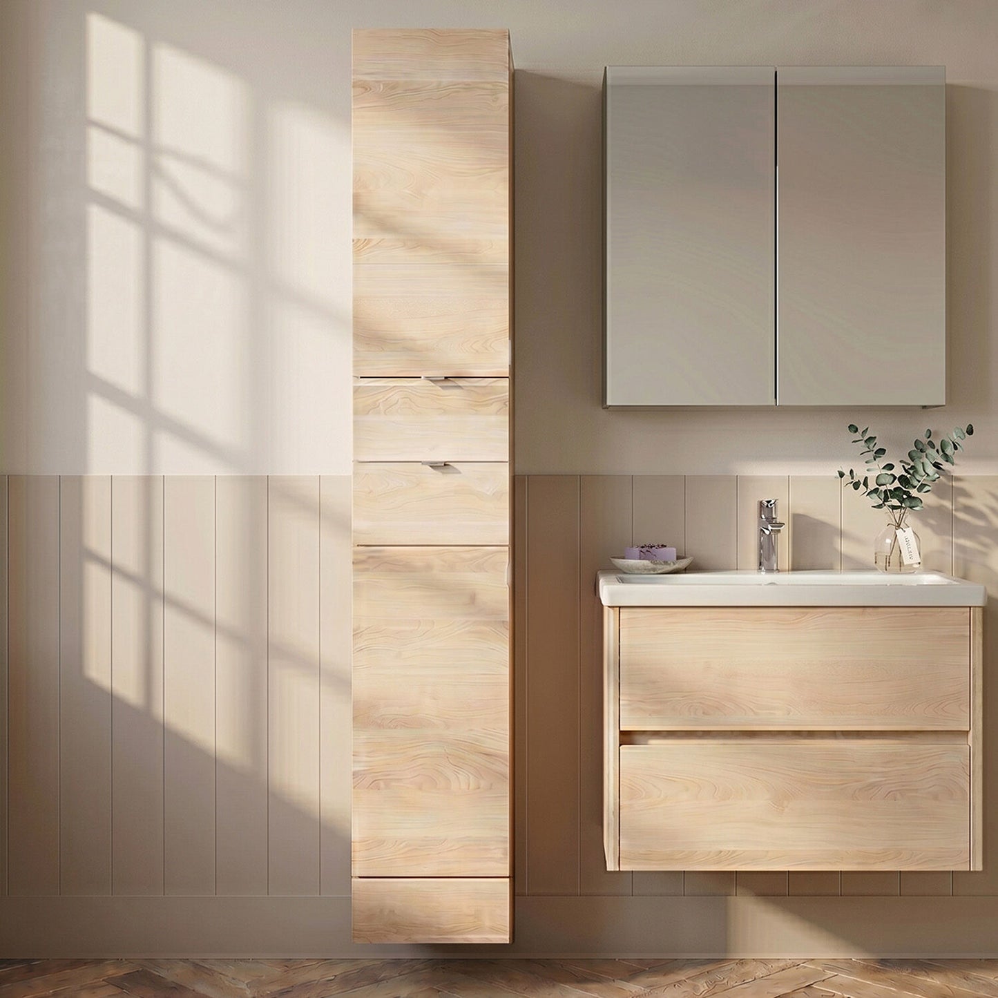 [BFDY3062] Alrewas Floor Standing 2 Door Tall Cabinet - Light Oak - 300mm - Silo