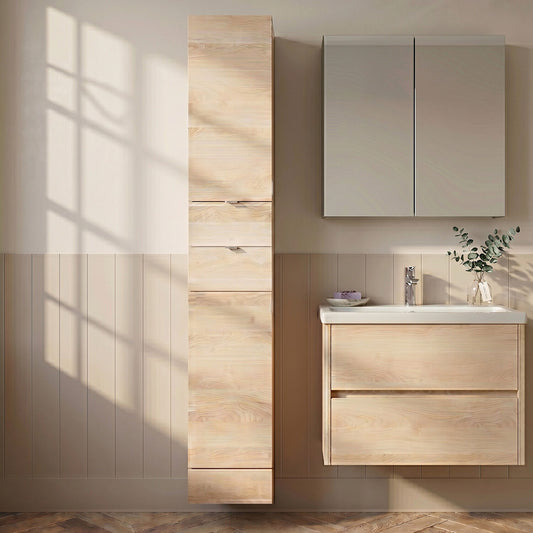 [BFDY3062] Alrewas Floor Standing 2 Door Tall Cabinet - Light Oak - 300mm - Silo
