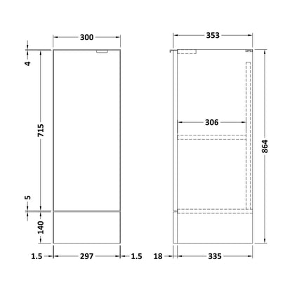 [BFDY3082] 300 Base Unit Full Depth - Technical Drawing
