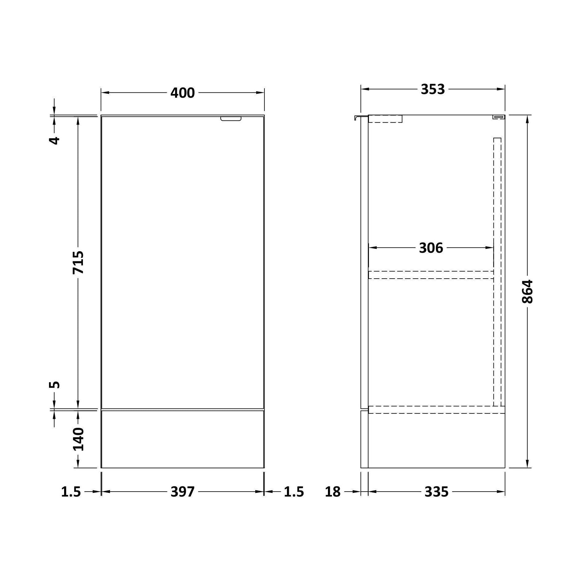 [BFDY3084] 400 Base Unit Full Depth - Technical Drawing