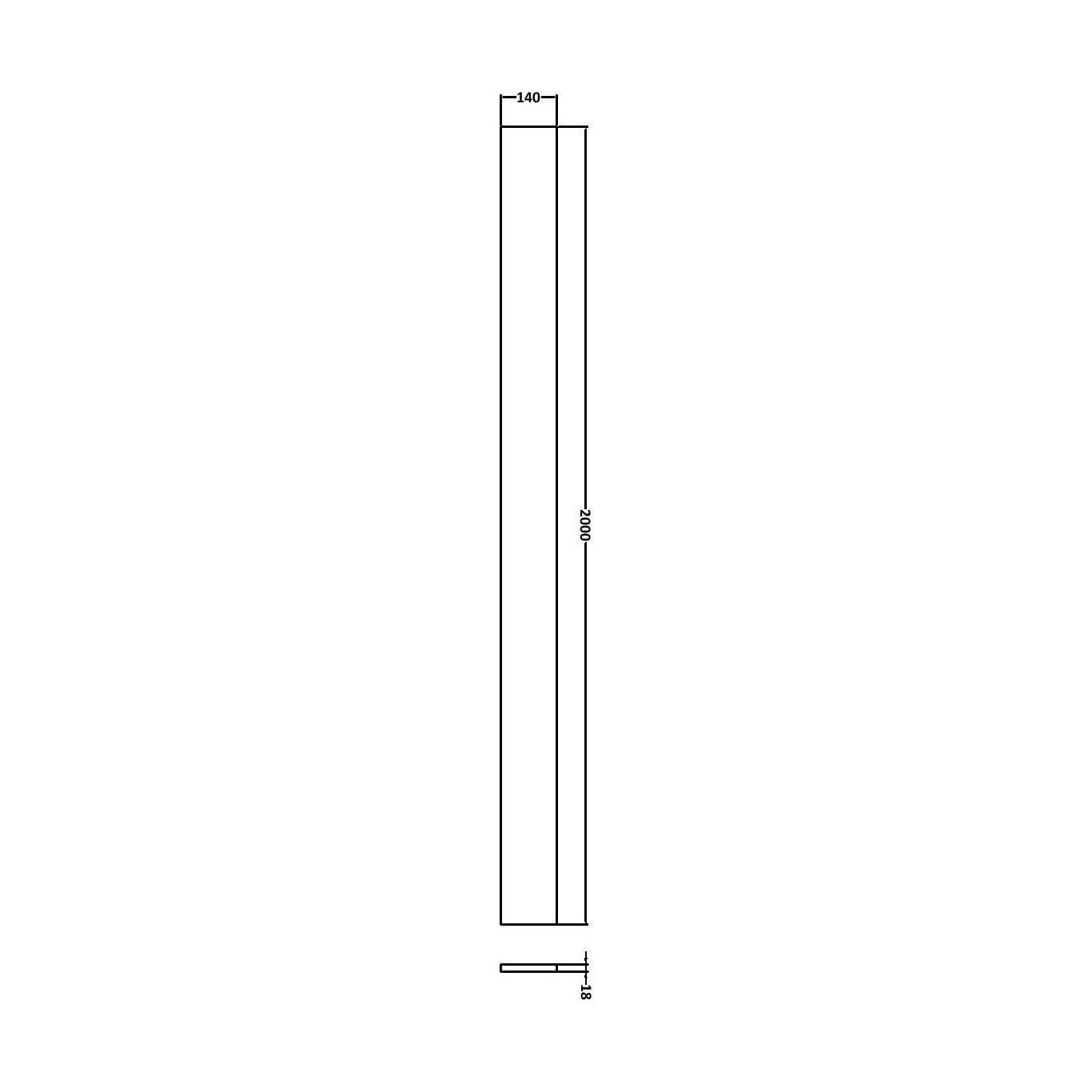 [BFDY3093] 2m Continuous Plinth 2000x140x18mm - Technical Drawing