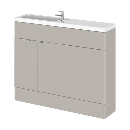 [BFDY3201] Alrewas Contemporary 2 Door Floor Standing Compact Combination Unit with Basin, Pebble Grey, 1100mm - Cutout