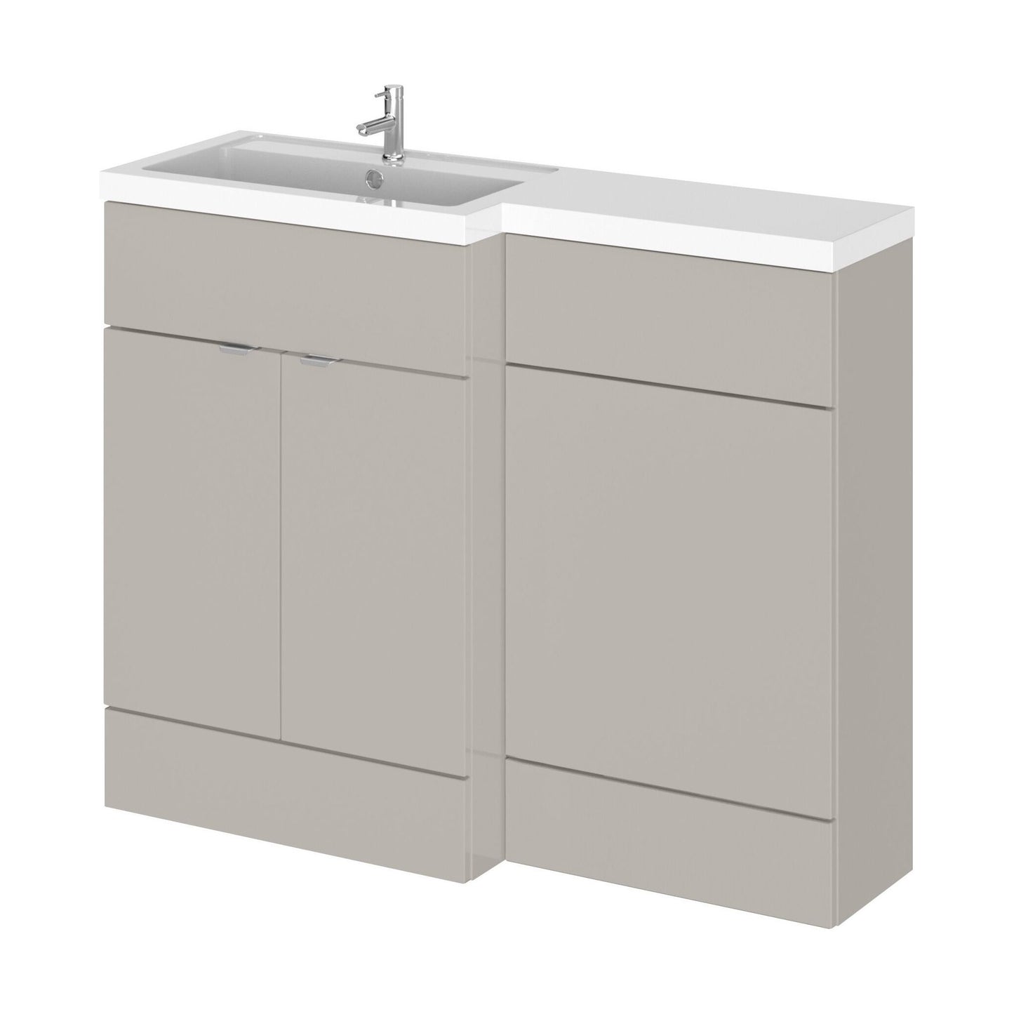 [BFDY3202] Alrewas Contemporary 2 Door Left-Hand Floor Standing Combination Unit with Basin, Pebble Grey, 1100mm - Cutout