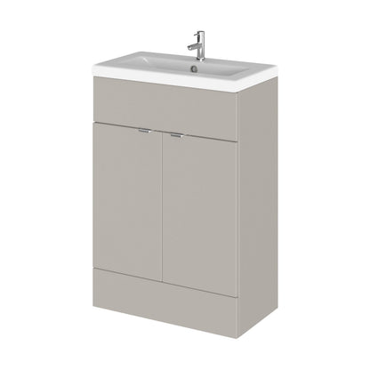 [BFDY3207A] Alrewas Contemporary 2 Door Floor Standing Vanity Unit with Basin, Pebble Grey, 600mm - Cutout