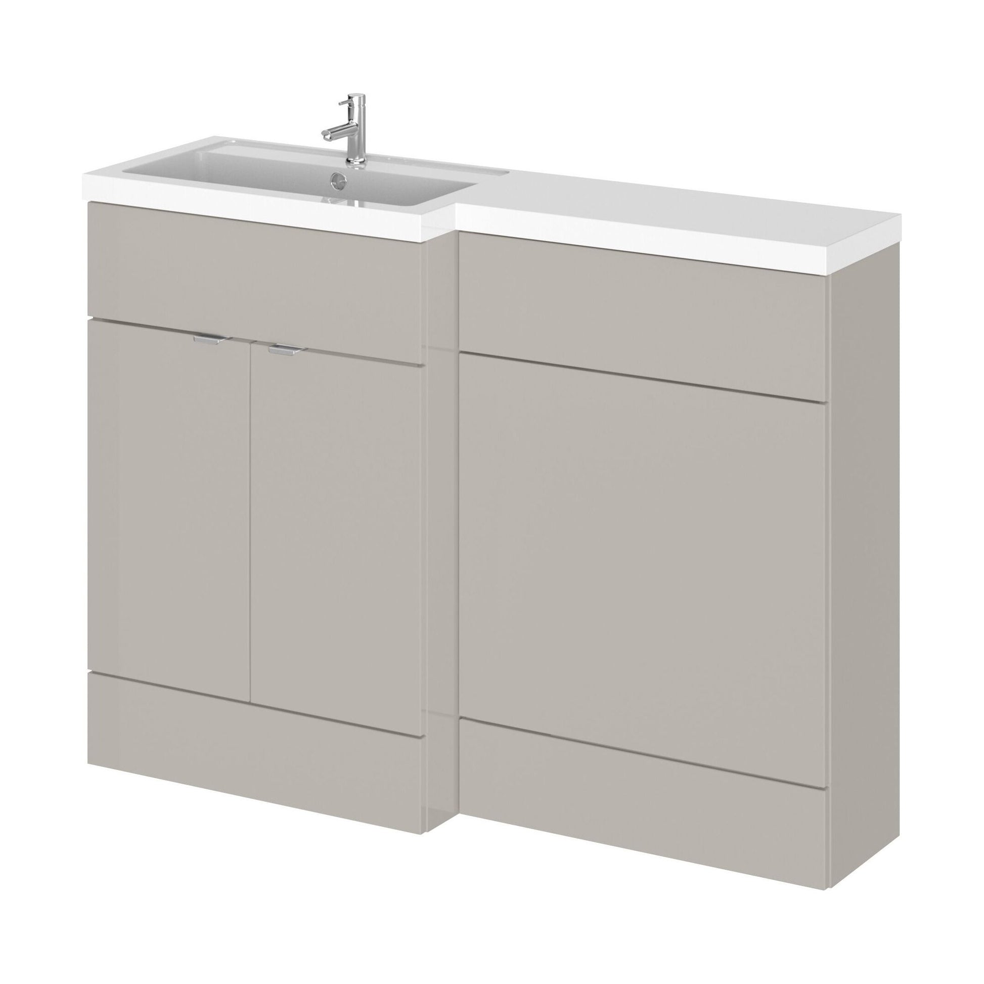 [BFDY3209] Alrewas Contemporary 2 Door Left-Hand Floor Standing Combination Unit with Basin, Pebble Grey, 1200mm - Cutout