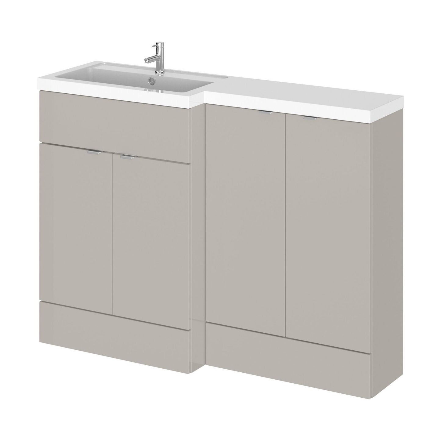 [BFDY3211] Alrewas Contemporary 2 Door Left-Hand Floor Standing Combination Unit with Basin, Pebble Grey, 1200mm - Cutout