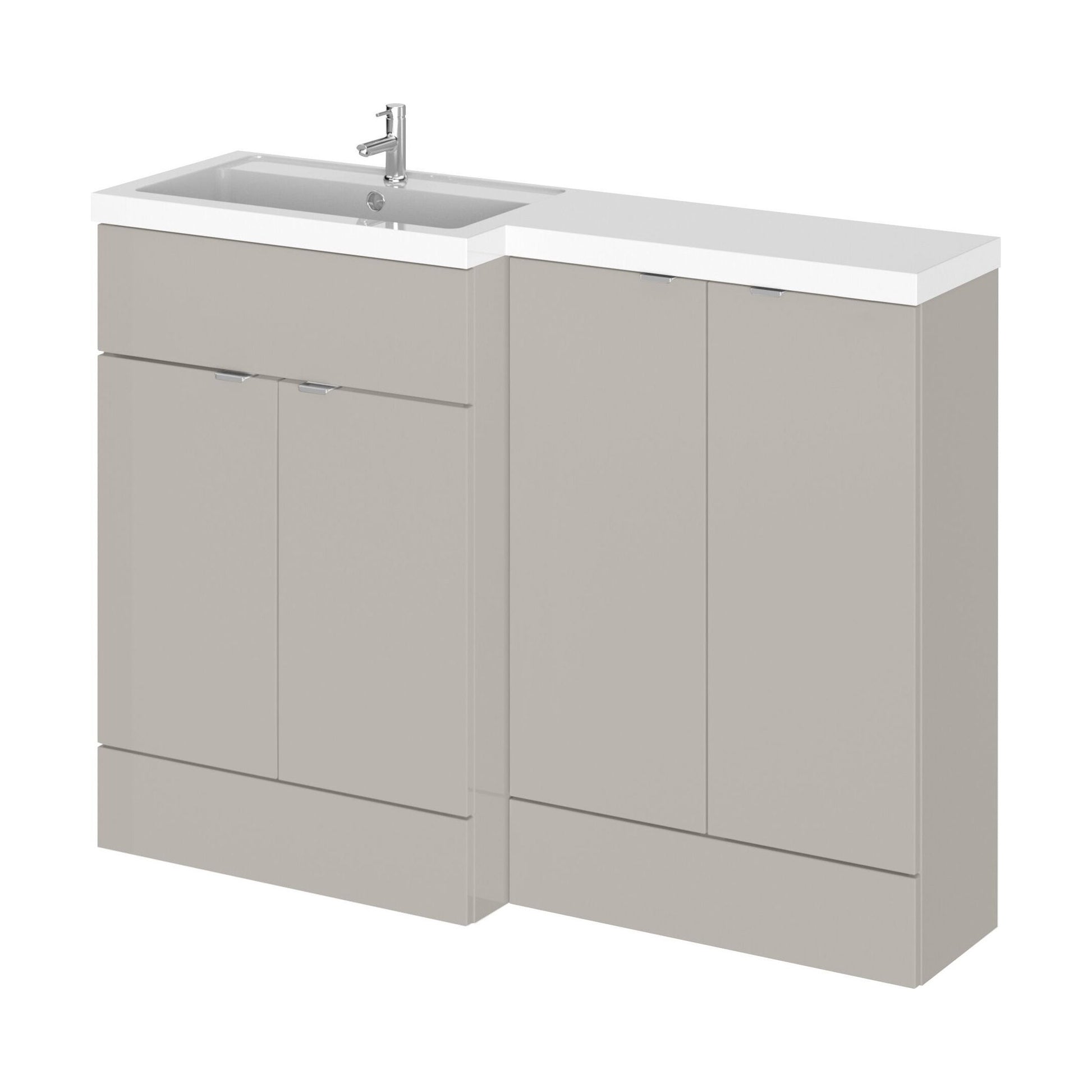 [BFDY3211] Alrewas Contemporary 2 Door Left-Hand Floor Standing Combination Unit with Basin, Pebble Grey, 1200mm - Cutout
