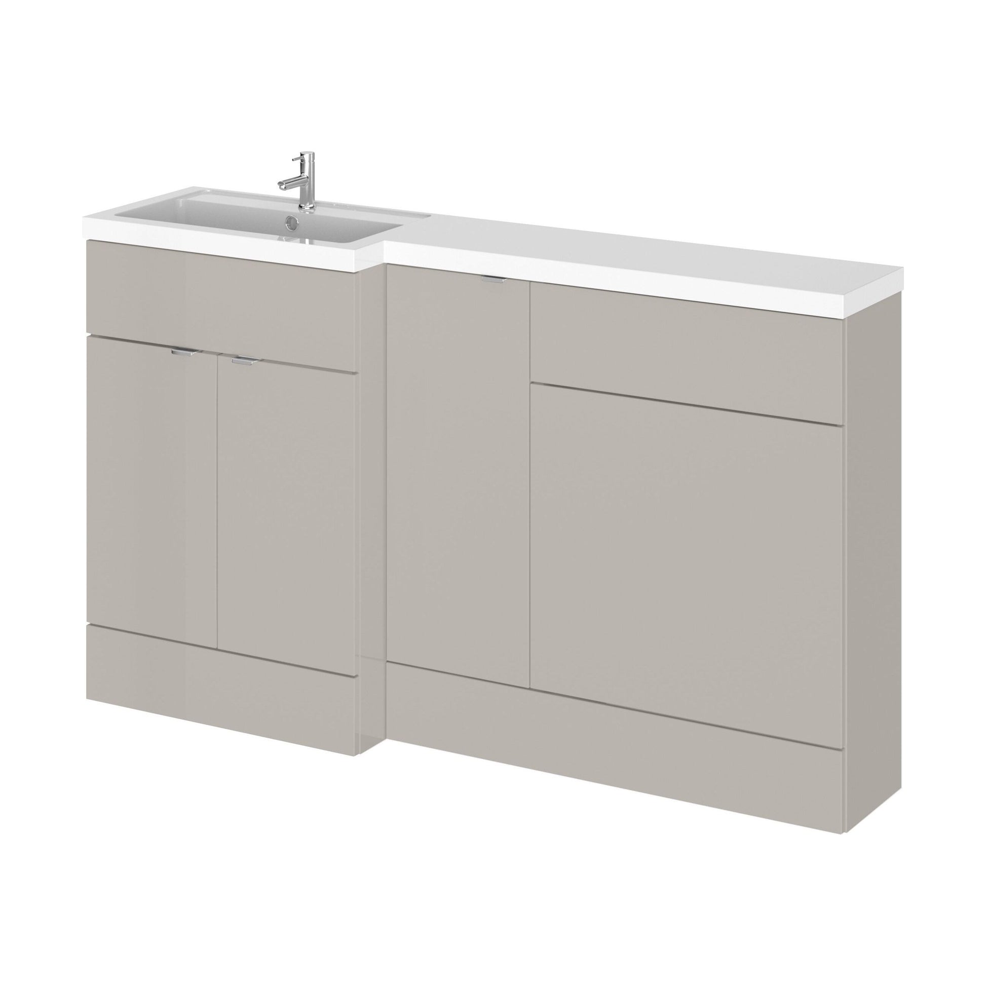 [BFDY3213] Alrewas Contemporary 2 Door Left-Hand Floor Standing Combination Unit with Basin, Pebble Grey, 1500mm - Cutout