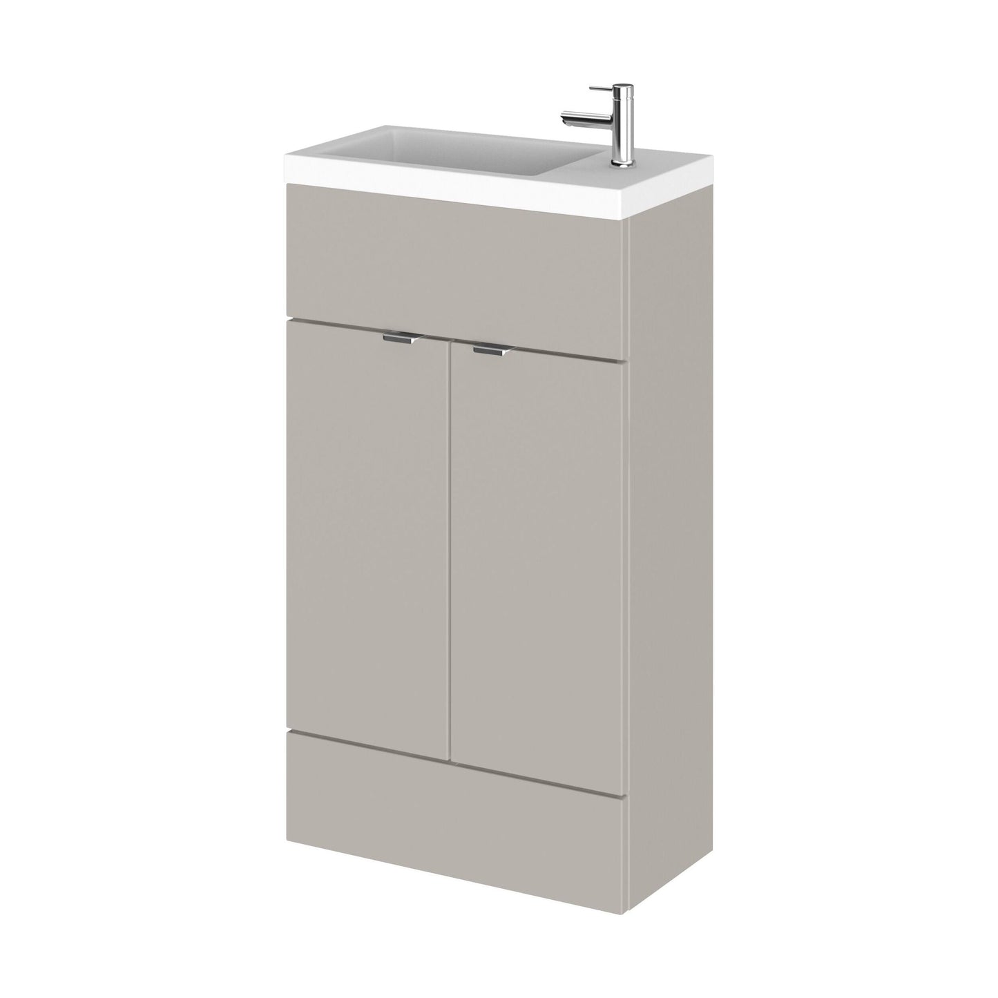 [BFDY3222] Alrewas Contemporary 2 Door Floor Standing Compact Vanity Unit with Basin, Pebble Grey, 500mm - Cutout
