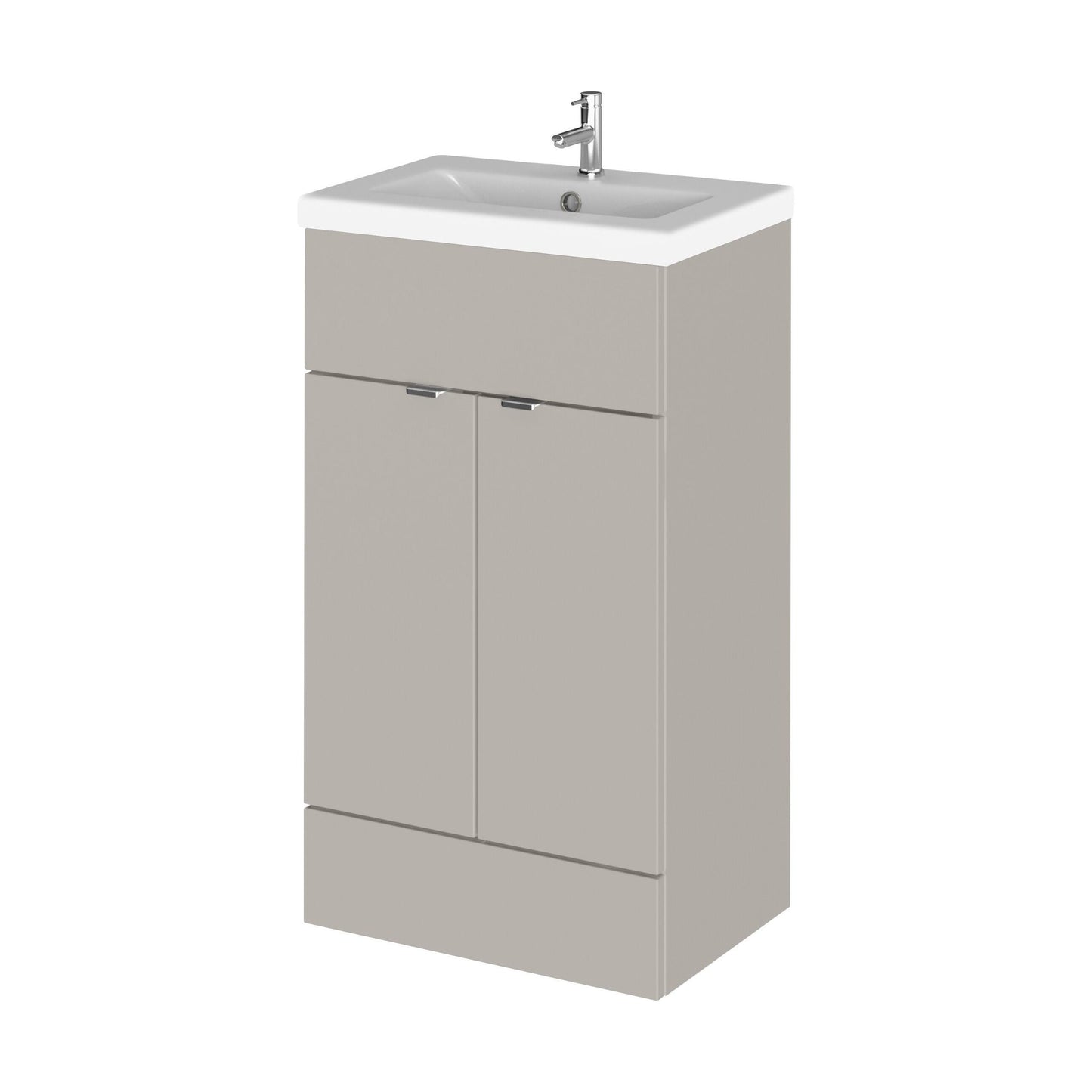 [BFDY3224A] Alrewas Contemporary 2 Door Floor Standing Vanity Unit with Basin, Pebble Grey, 500mm - Cutout