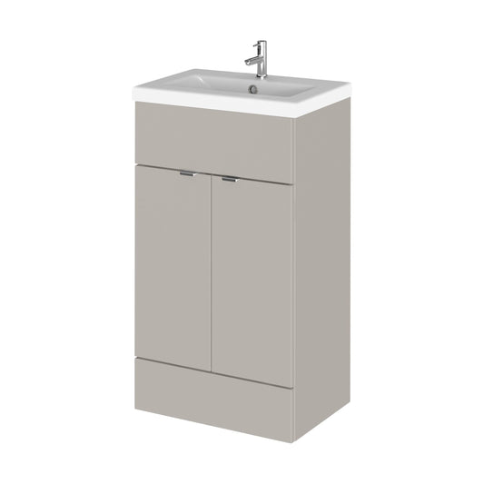 [BFDY3224A] Alrewas Contemporary 2 Door Floor Standing Vanity Unit with Basin, Pebble Grey, 500mm - Cutout