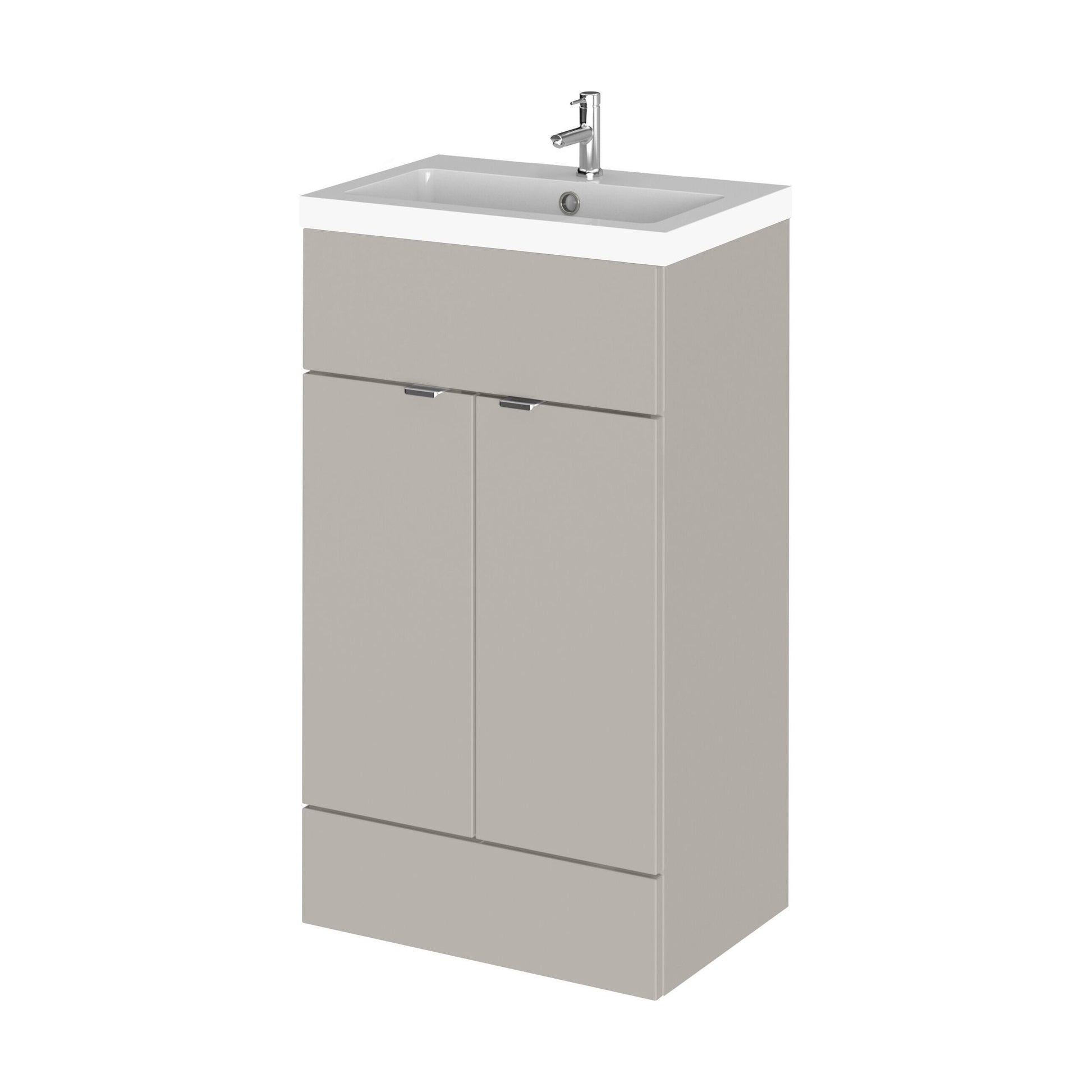 [BFDY3224] Alrewas Contemporary 2 Door Floor Standing Vanity Unit with Basin, Pebble Grey, 500mm - Cutout