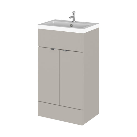 [BFDY3224] Alrewas Contemporary 2 Door Floor Standing Vanity Unit with Basin, Pebble Grey, 500mm - Cutout