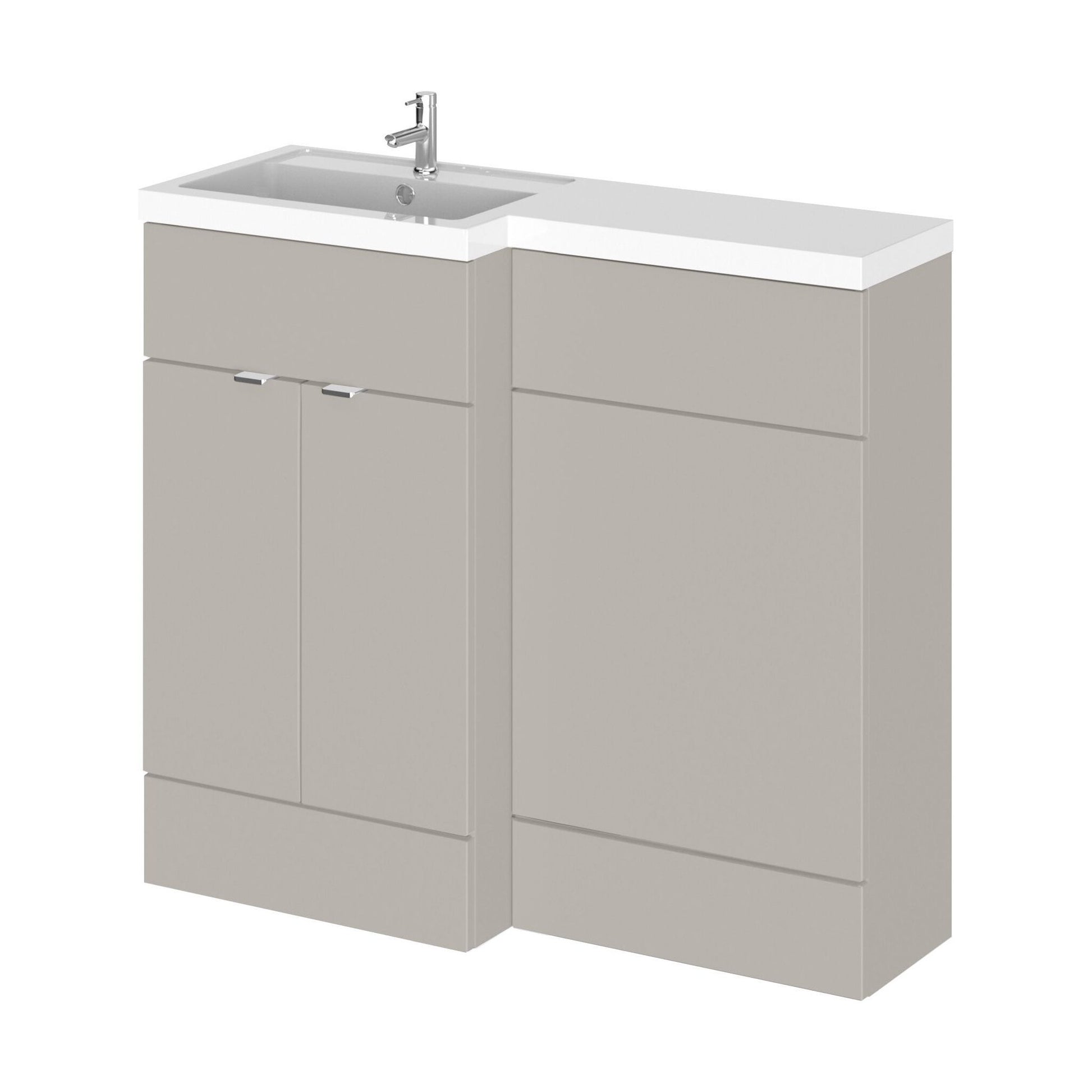 [BFDY3226] Alrewas Contemporary 2 Door Left-Hand Floor Standing Combination Unit with Basin, Pebble Grey, 1000mm - Cutout