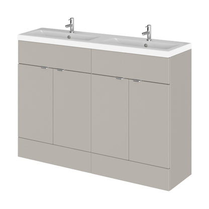 [BFDY3234A] Alrewas Contemporary 4 Door Floor Standing Vanity Unit with Basin, Pebble Grey, 1200mm - Cutout