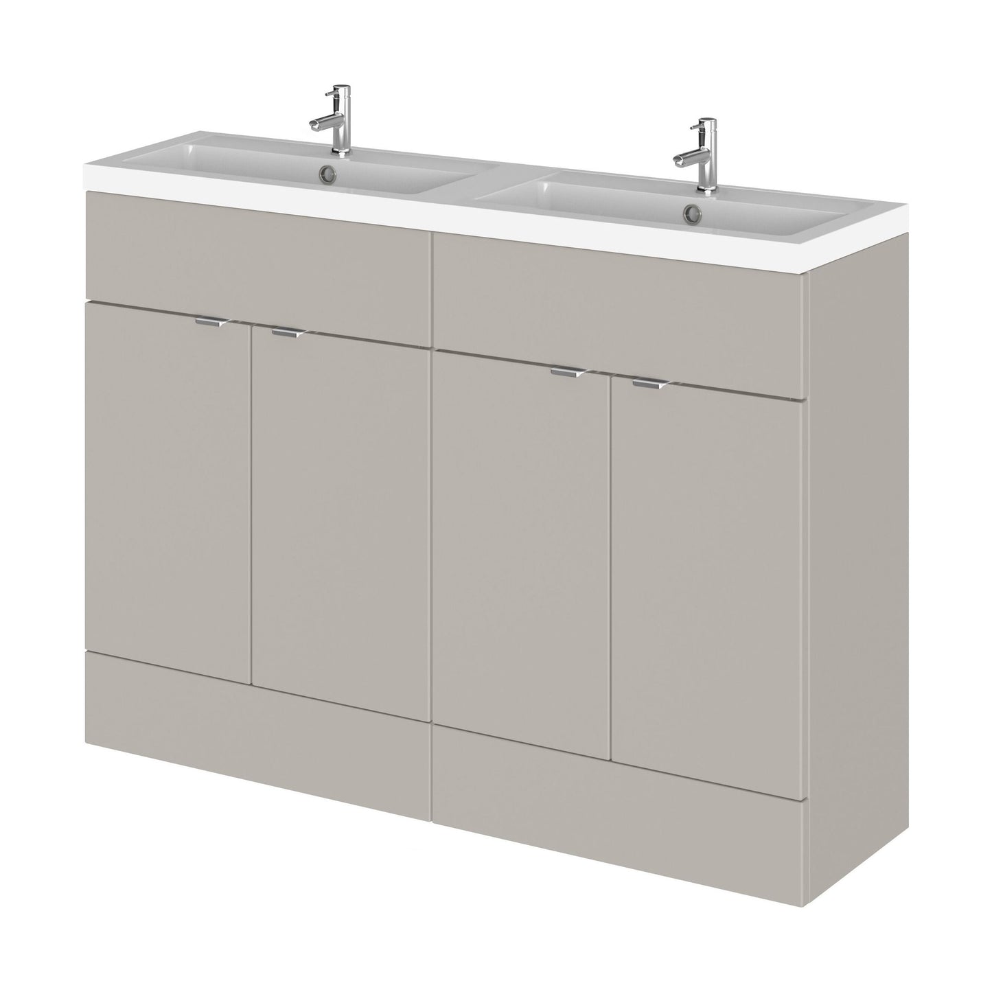 [BFDY3234] Alrewas Contemporary 4 Door Floor Standing Vanity Unit with Basin, Pebble Grey, 1200mm - Cutout