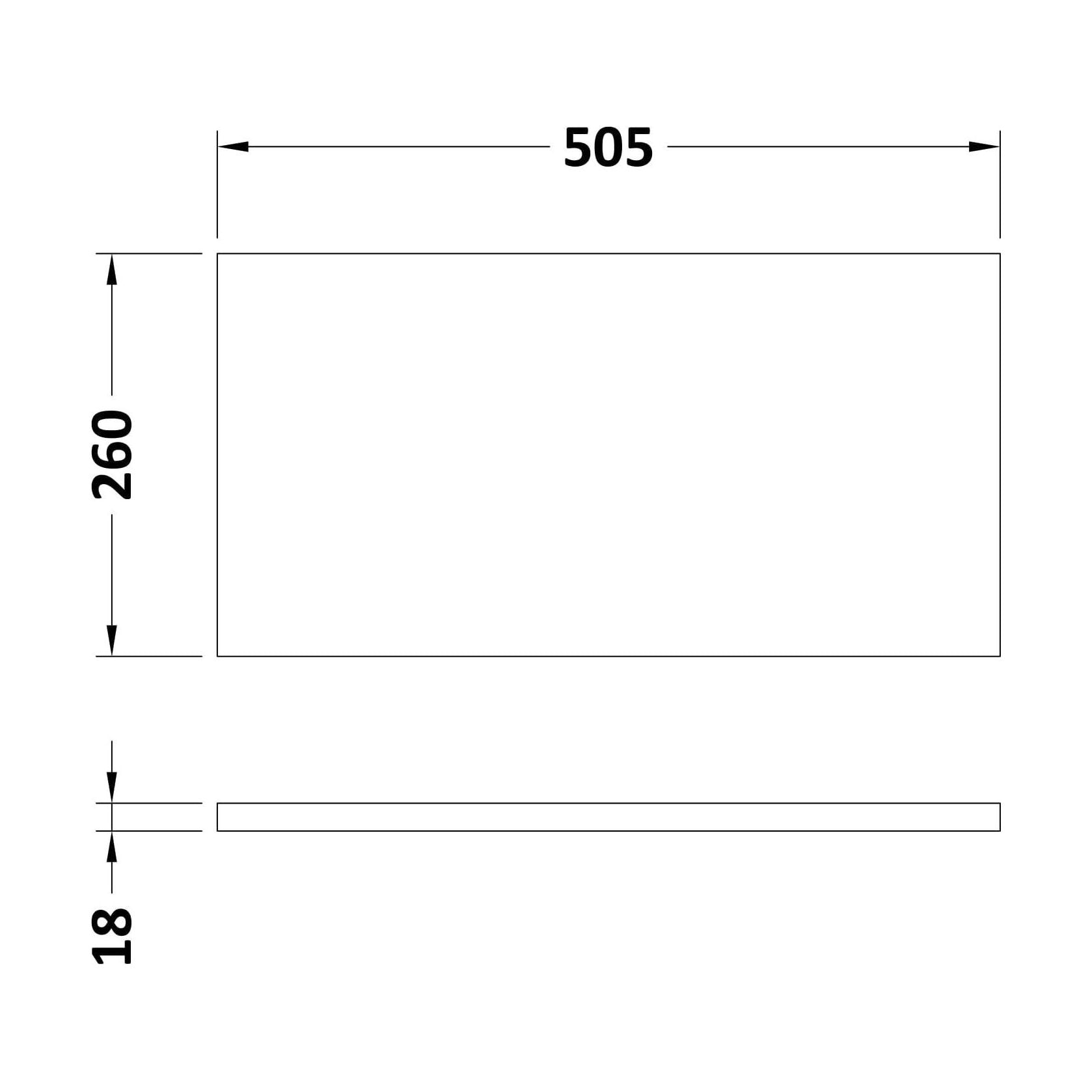 [BFDY3241] 500 WC Unit Top 505x260 - Technical Drawing