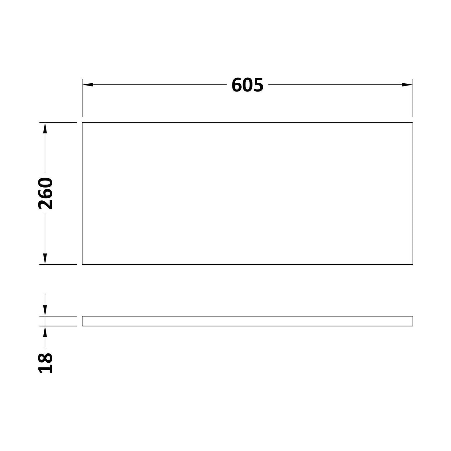 [BFDY3242] 600 WC Unit Top 605x260 - Technical Drawing