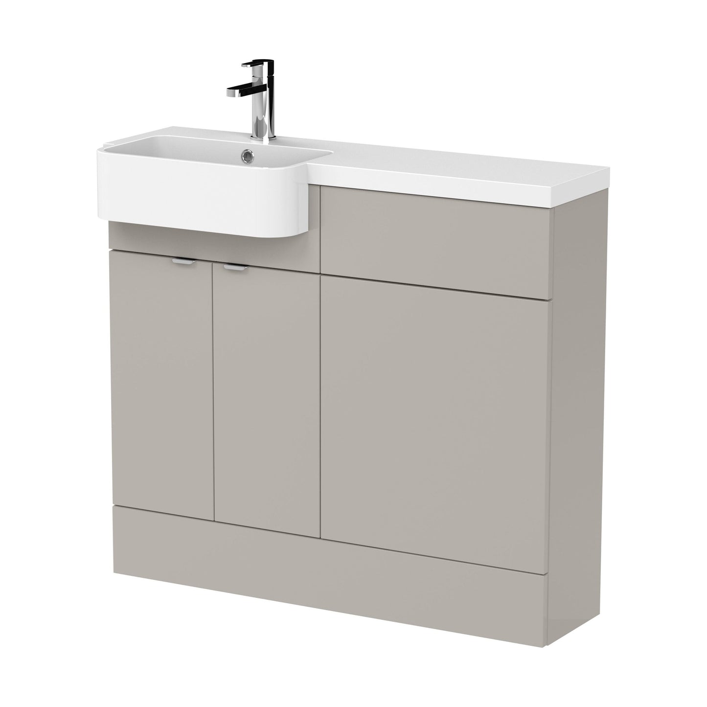 [BFDY3244] Alrewas Contemporary 2 Door Left-Hand Floor Standing Combination Unit with Basin, Pebble Grey, 1000mm - Cutout