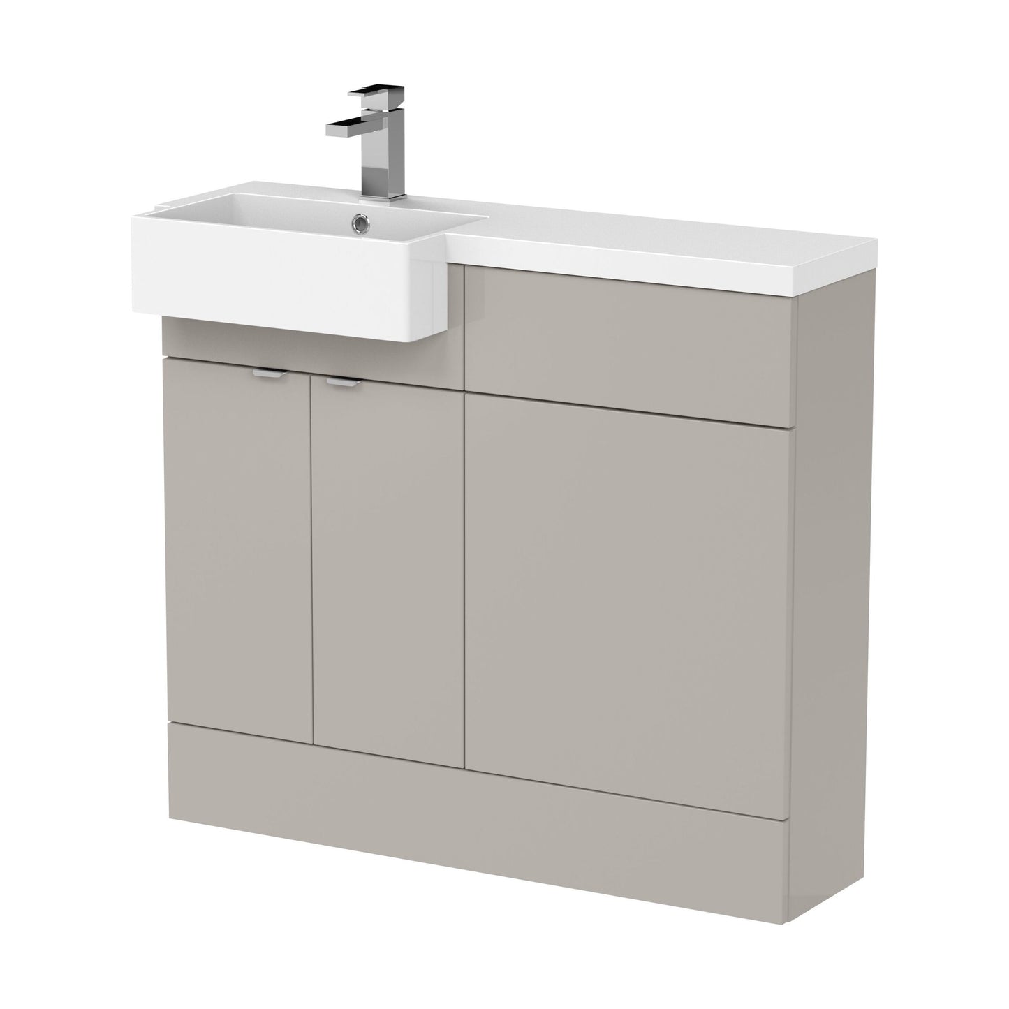 [BFDY3248] Alrewas Contemporary 2 Door Left-Hand Floor Standing Combination Unit with Basin, Pebble Grey, 1000mm - Cutout