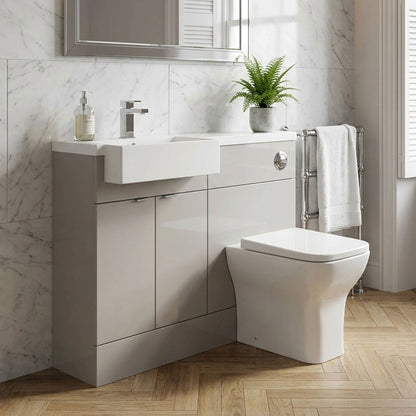 [BFDY3248] Alrewas Contemporary 2 Door Left-Hand Floor Standing Combination Unit with Basin, Pebble Grey, 1000mm - Silo