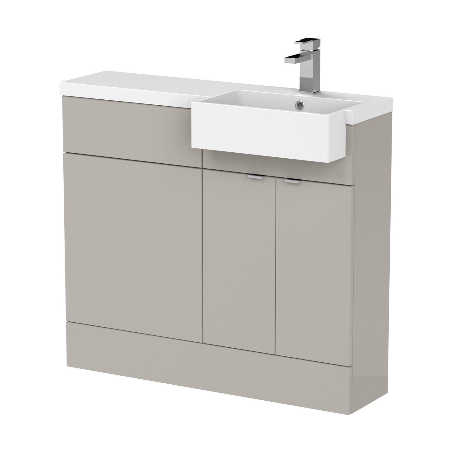 [BFDY3249] Alrewas Contemporary 2 Door Right-Hand Floor Standing Combination Unit with Basin, Pebble Grey, 1000mm - Cutout