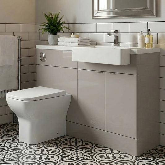[BFDY3249] Alrewas Contemporary 2 Door Right-Hand Floor Standing Combination Unit with Basin, Pebble Grey, 1000mm - Silo