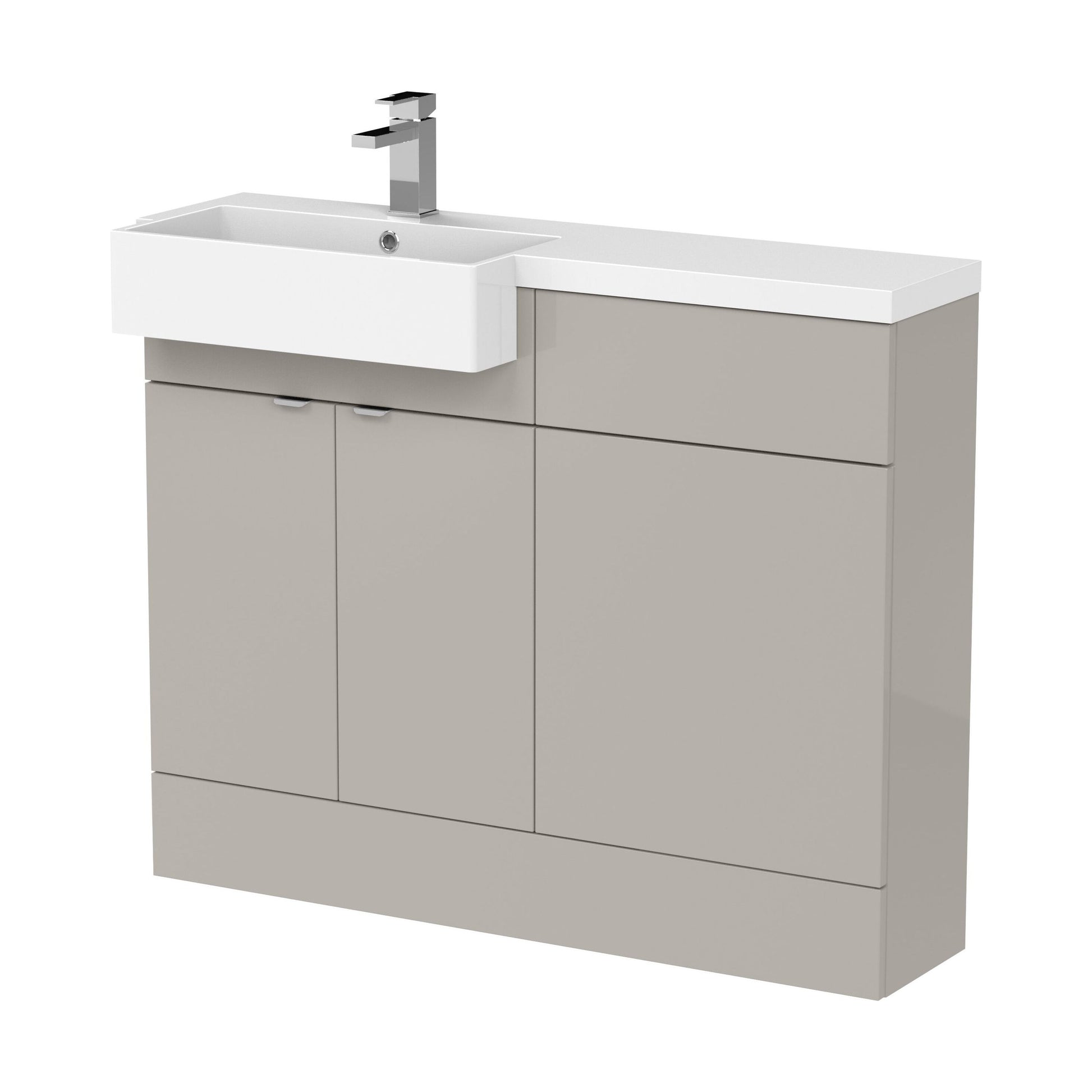 [BFDY3250] Alrewas Contemporary 2 Door Left-Hand Floor Standing Combination Unit with Basin, Pebble Grey, 1100mm - Cutout