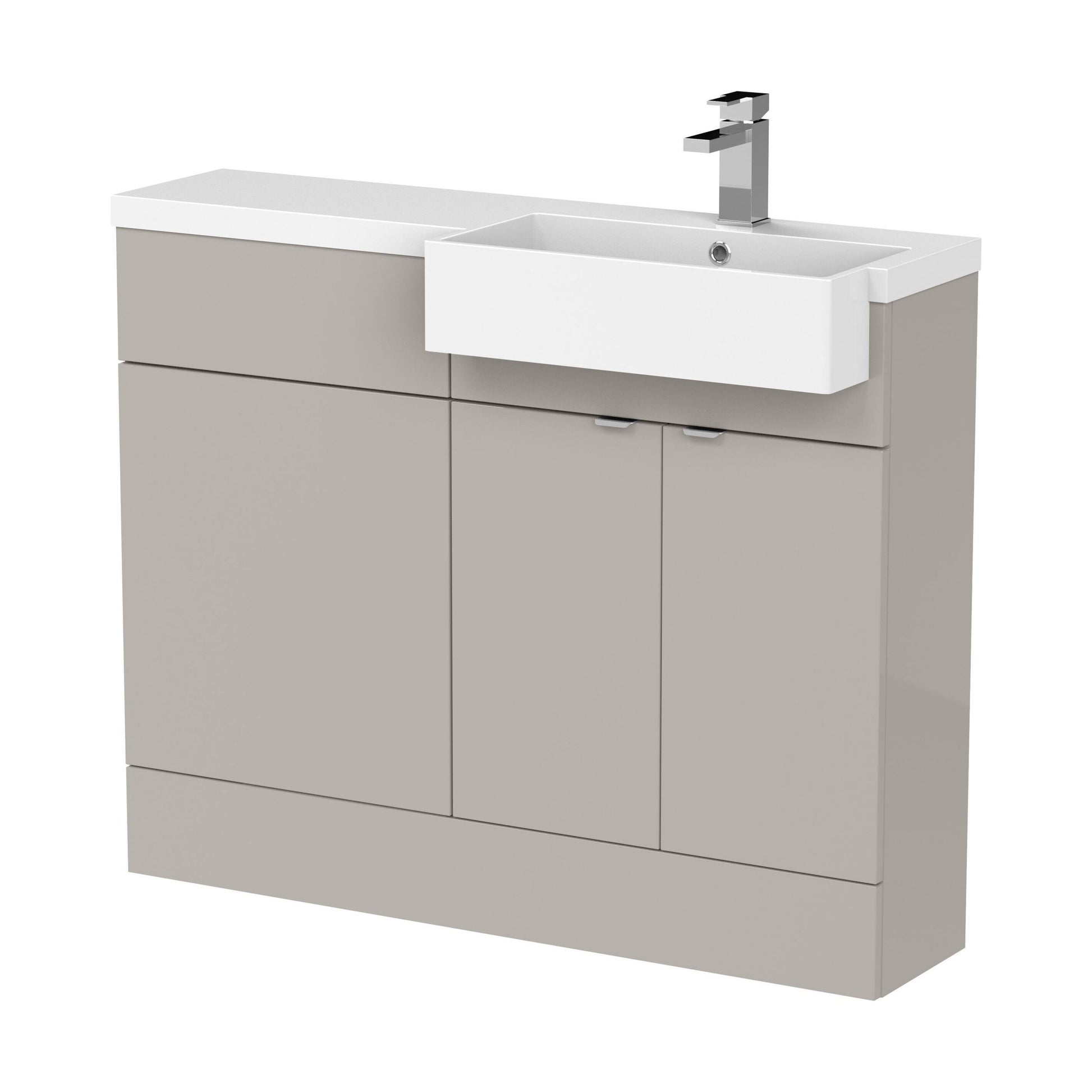 [BFDY3251] Alrewas Contemporary 2 Door Right-Hand Floor Standing Combination Unit with Basin, Pebble Grey, 1100mm - Cutout