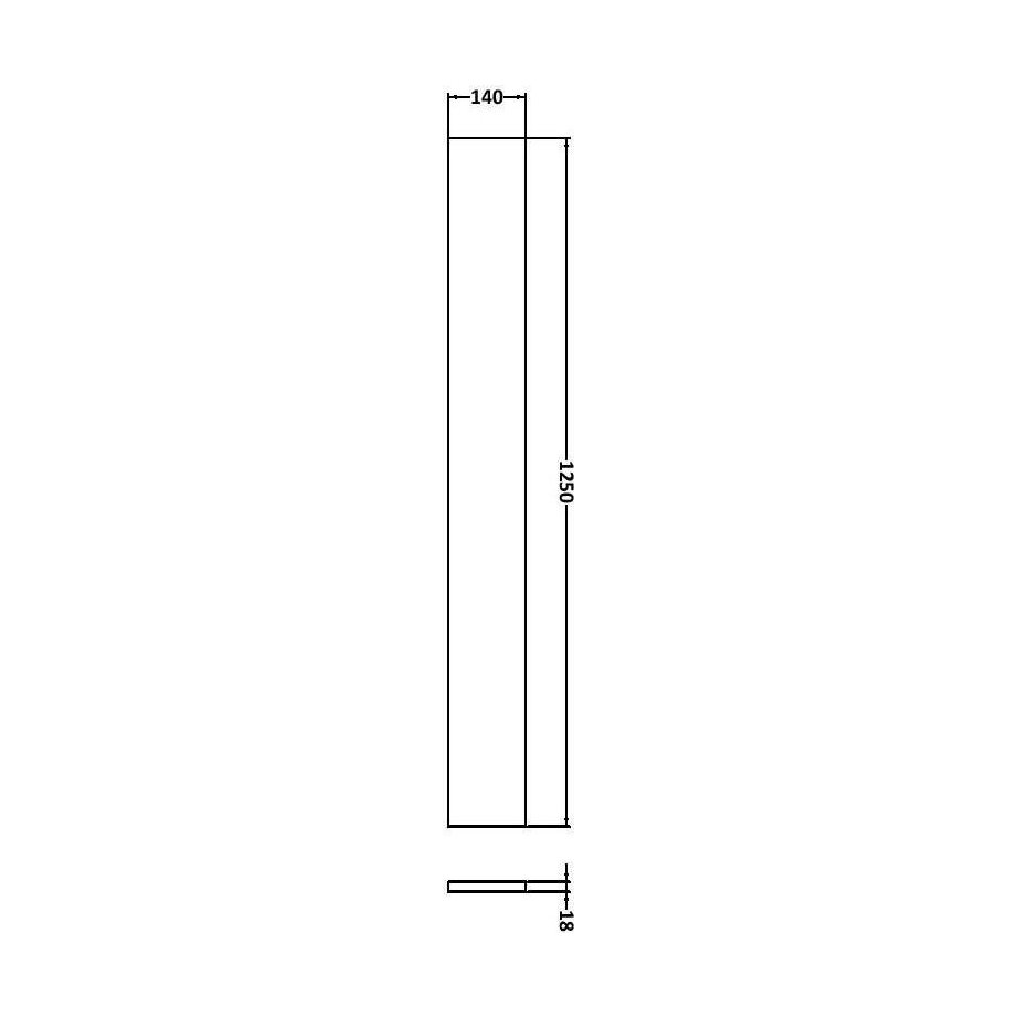 [BFDY3291] 1.25m Continuous Plinth (1250x140x18mm) - Technical Drawing