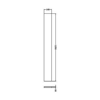 [BFDY3291] 1.25m Continuous Plinth (1250x140x18mm) - Technical Drawing