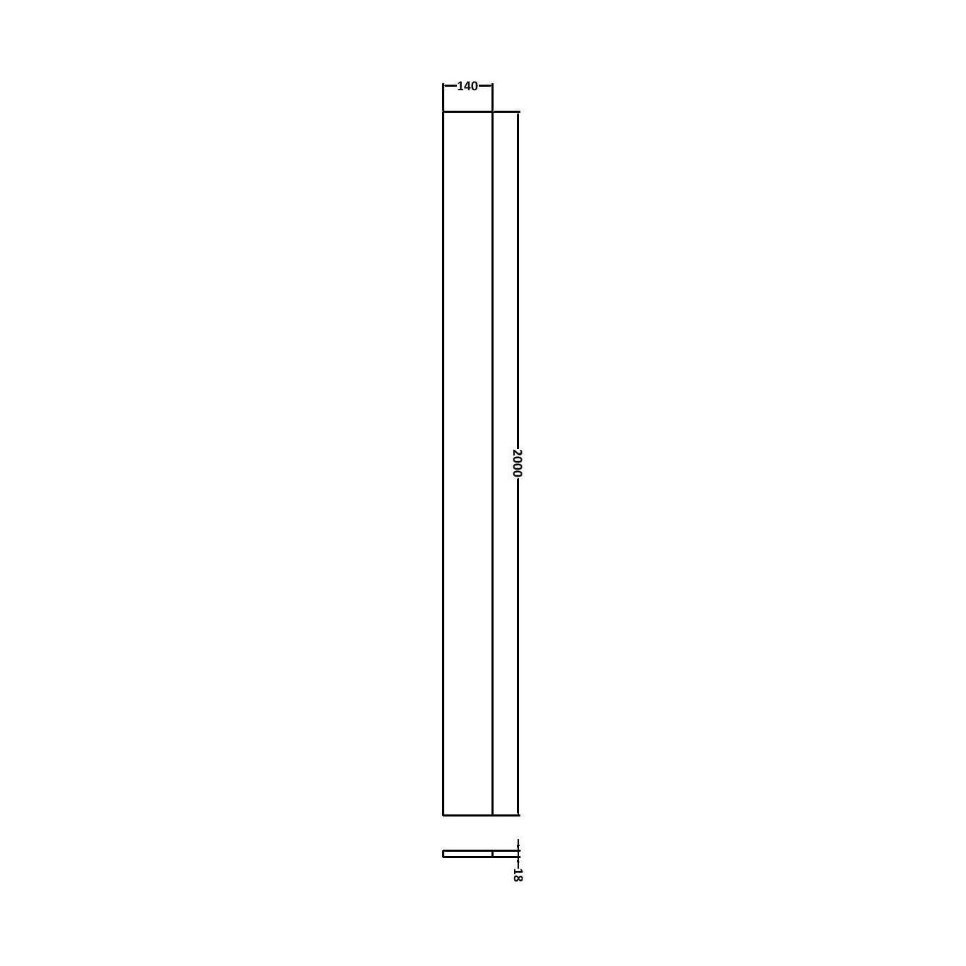 [BFDY3293] 2m Continuous Plinth (2000x140x18mm) - Technical Drawing