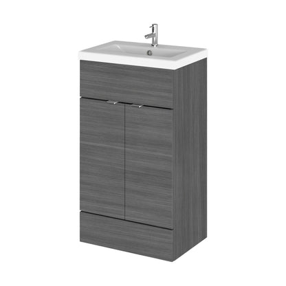[BFDY524A] Alrewas Contemporary 2 Door Floor Standing Vanity Unit with Basin, Anthracite Woodgrain, 500mm - Cutout
